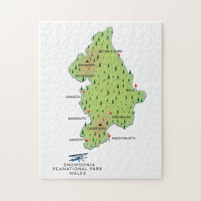 Puzzle parque nacional de Snowdonia, mapa de Gales (Vertical)