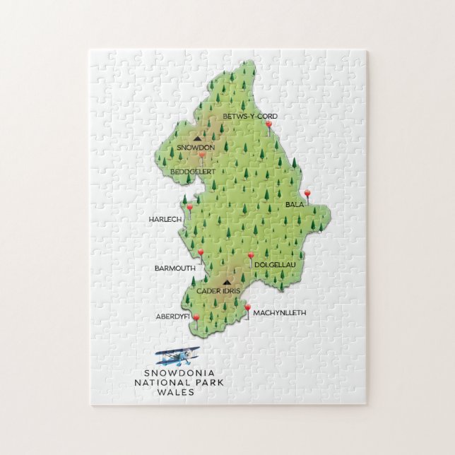 Puzzle parque nacional de Snowdonia, mapa de Gales (Vertical)