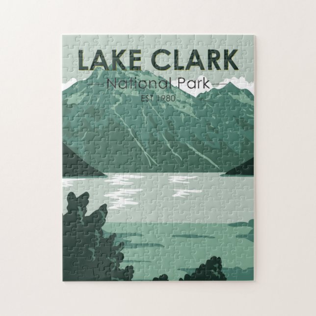 Puzzle Parque nacional del Lago Clark Alaska Vintage (Vertical)