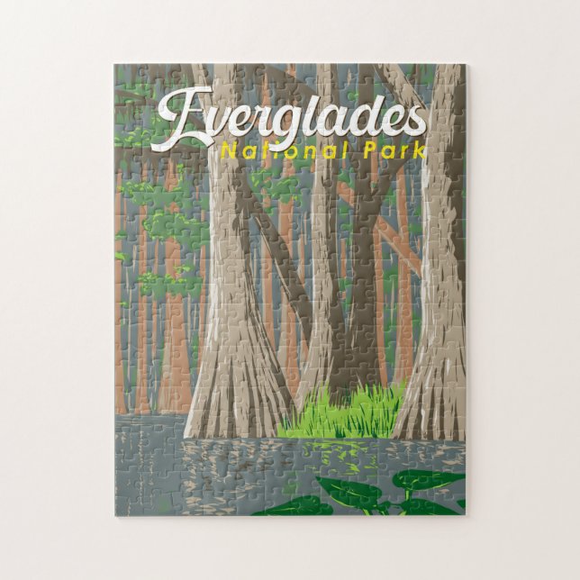Puzzle Parque nacional Everglades Ilustracion Viajes Arte (Vertical)