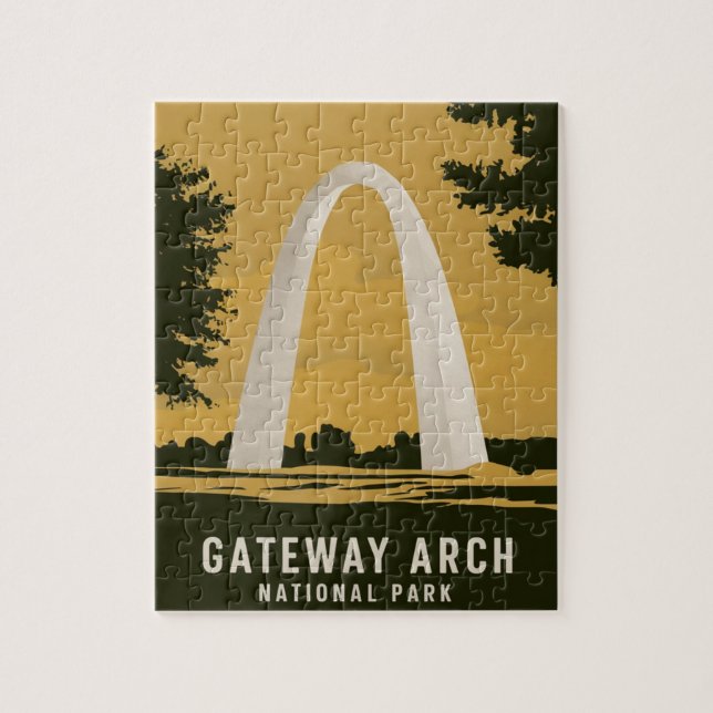 Puzzle Parque nacional Gateway Arch Retro Travel Art (Vertical)