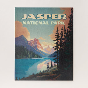 Puzzle Parque nacional Jasper Alberta Canadá Rockies Retr