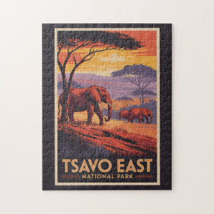 Puzzle Parque Nacional Tsavo Este Kenia Ilustración Viaje