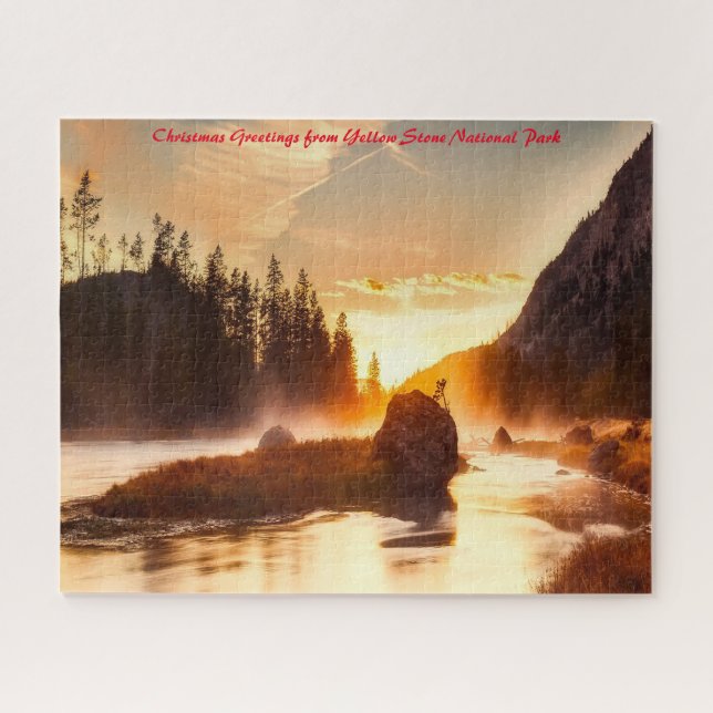 Puzzle Parque Nacional Yellow Stone .Feliz Navidad (Horizontal)