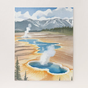 Puzzle Parque Nacional Yellowstone   Acuarela de paisaje