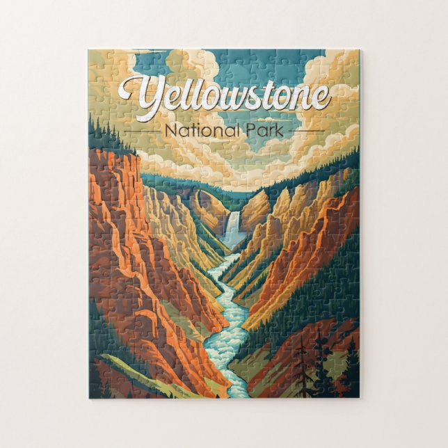 Puzzle Parque nacional Yellowstone Gran Cañón Arte Retro (Vertical)