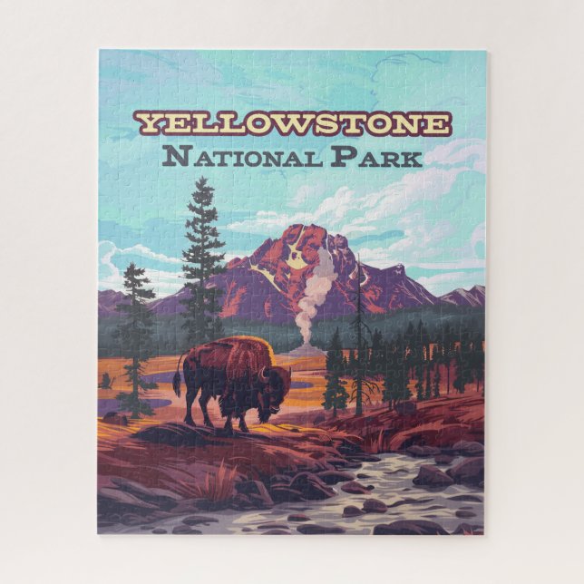 Puzzle Parque nacional Yellowstone Wyoming Bison Geyser (Vertical)