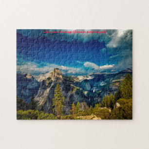 Puzzle Parque nacional Yosemite. Saludos de Navidad