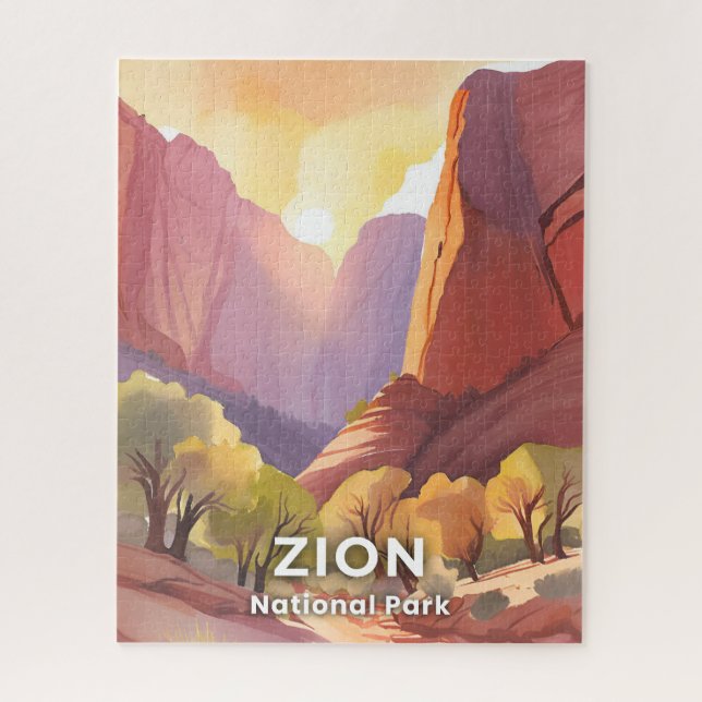 Puzzle Parque Nacional Zion | Acuarela de Viaje (Vertical)