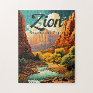 Puzzle Parque nacional Zion Ilustracion Retro