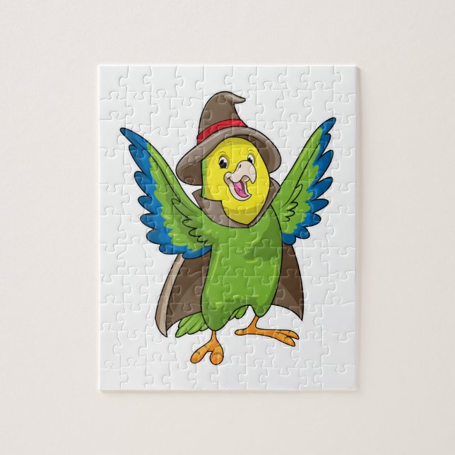 Puzzle Parrot como asistente con Gorra (Vertical)