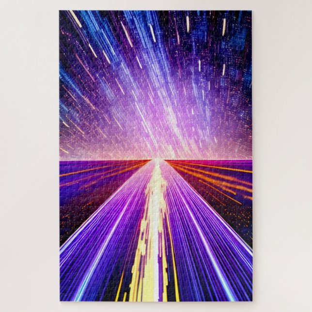 Puzzle Pasada la noche en el futurista camino nocturno qu (Vertical)