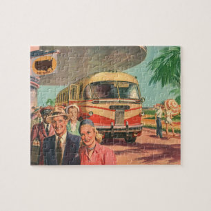 Puzzle Pasajeros antiguos de vacaciones en la estación de