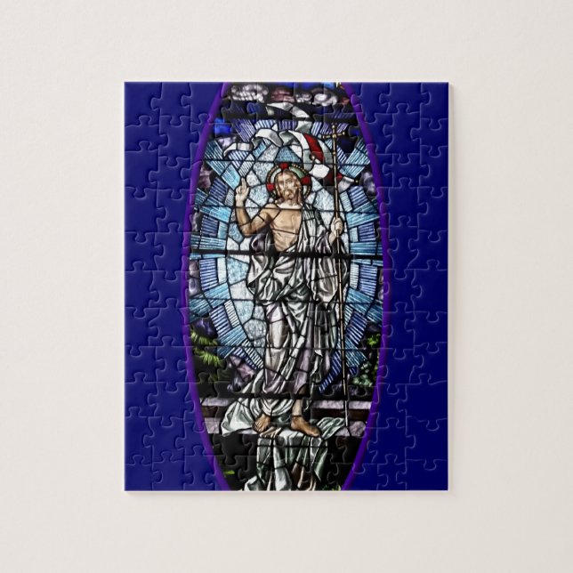 Puzzle Pascua: Resurrección del vitral de Cristo (Vertical)