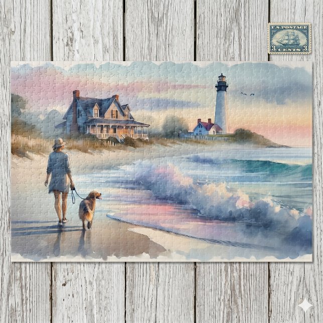 Puzzle Paseo costero al faro al atardecer (Coastal Walk to Lighthouse at Sunset Jigsaw Puzzle)