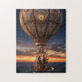 Puzzle Paseo en globo aerostático Steampunk al atardecer 