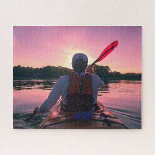 Puzzle Paseo en kayak por el lago al atardecer