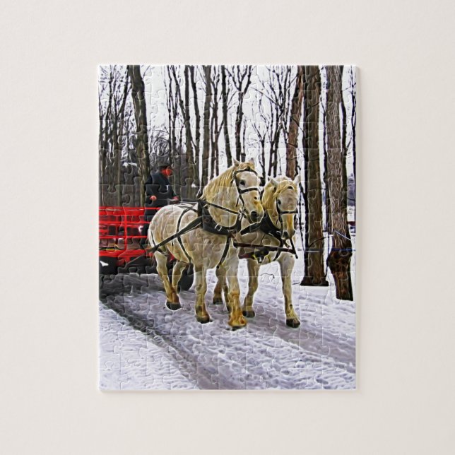 Puzzle Paseo en Sleigh en la colección de la nieve (Vertical)