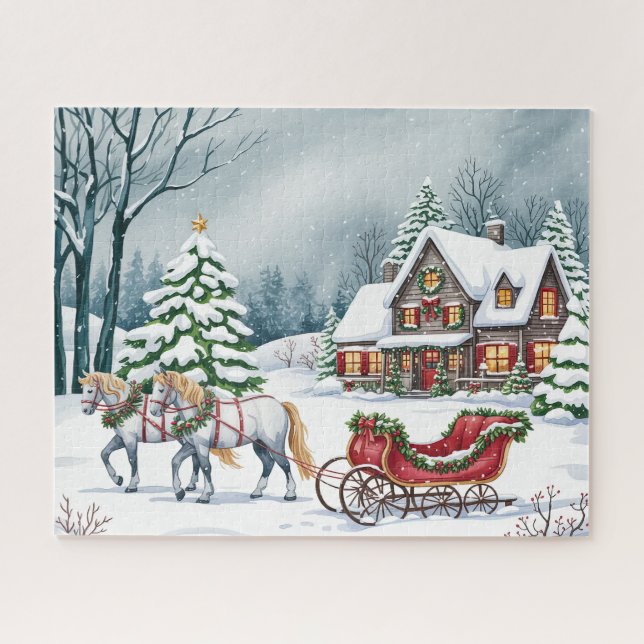 Puzzle Paseo invernal en trineo (Horizontal)