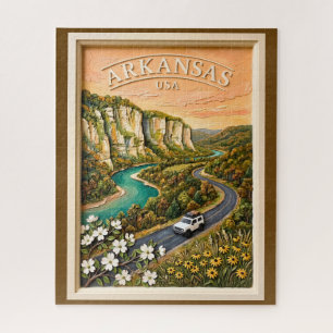 Puzzle Paseo por Arkansas Vintage Paisaje del río Ozark