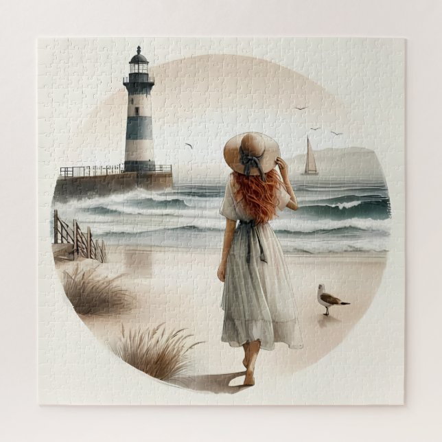 Puzzle Paseo por el faro junto al mar  (Vertical)