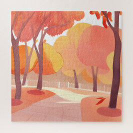Puzzle Paseo por el follaje de otoño | Acuarela abstracta
