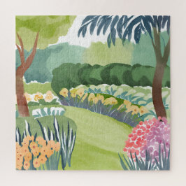 Puzzle Paseo por el jardín de flores | Acuarela de natura