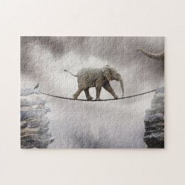 Puzzle Paseos del elefante del bebé la cuerda tirante