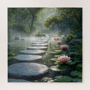 Puzzle Pasos con Nenúfares Rosados