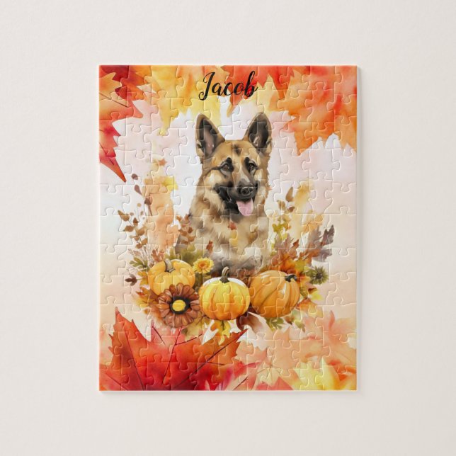 Puzzle Pastel alemán personalizado en otoño (Vertical)