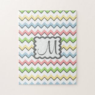 Puzzle Pastel Chevron con un monograma de Shirley Taylor