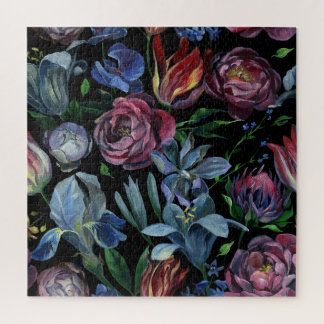 Puzzle Pastel de aceite floral: patrón sin foco