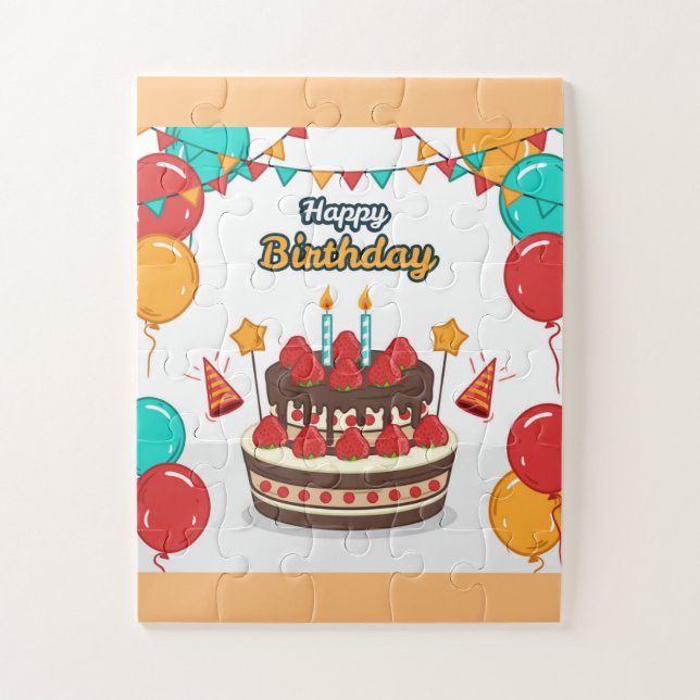 Puzzle Pastel de cumpleaños feliz (Vertical)
