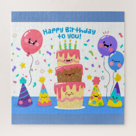 Puzzle Pastel De Cumpleaños Sonriente Y Globos