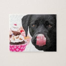 Puzzle Pastel de torta y labrador negro
