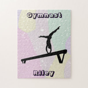 Puzzle Pastel Gymnast Balance Beam Silhouette