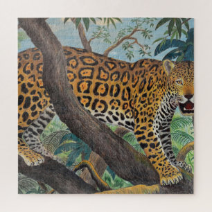 Puzzle Pastel jaguar: dibujo de la jungla.