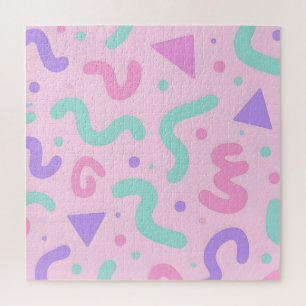 Puzzle Pastel Memphis Squiggle Geométrico Divertido Retro