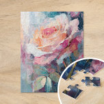 Puzzle Pastel Rosa Moderno Resumen Pintura<br><div class="desc">Un cuadro de rosas de estilo impresionista moderno, creado con pinceles texturados en tonos pastel y suaves. Los delicados tonos rosa, rubor y crema se mezclan armoniosamente, mientras que las capas texturadas aportan profundidad y dimensión a la composición floral. Esta serena pieza captura la belleza intemporal de los rosas en...</div>