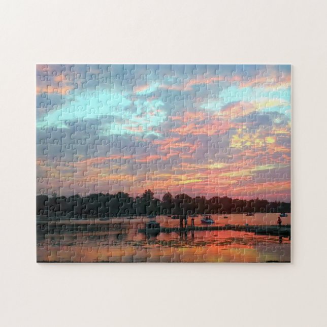 Puzzle Pastel Sunset en el agua (Horizontal)