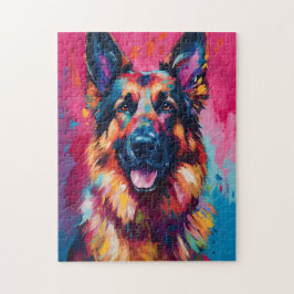 Puzzle Pastor alemán colorido