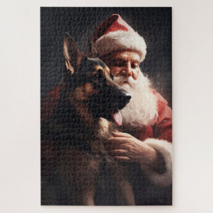 Puzzle Pastor Alemán Con Claus De Santa Festivo Navidad
