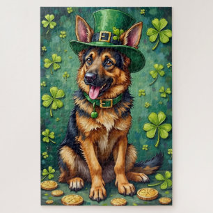 Puzzle Pastor Alemán Día de San Patricio Perro Afortunado