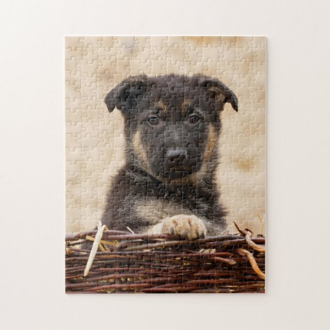 Puzzle Pastor alemán en cesta (Vertical)