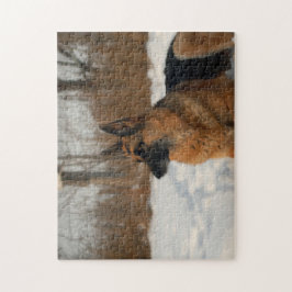 Puzzle Pastor alemán en la nieve