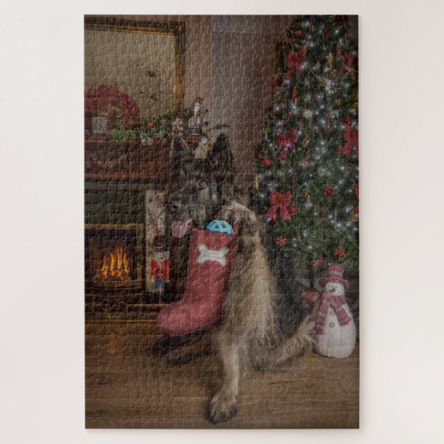 Puzzle Pastor alemán en navidades (Vertical)