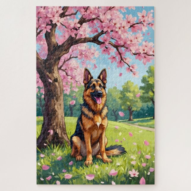 Puzzle Pastor Alemán Flor de Primavera Perro (Vertical)