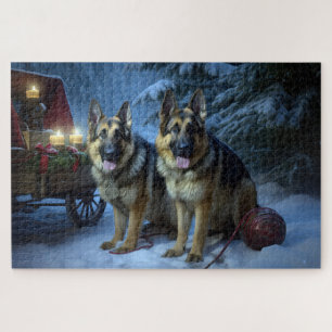 Puzzle Pastor Alemán Navidad Sleigh Decoración de Navidad