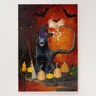 Puzzle Pastor Alemán Negro de Halloween