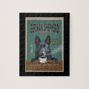 Puzzle Pastor alemán negro Perro Café Lover